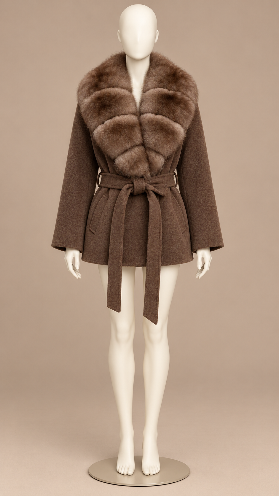 Katja Ruff-Collar Coat — Coffee mannequin front