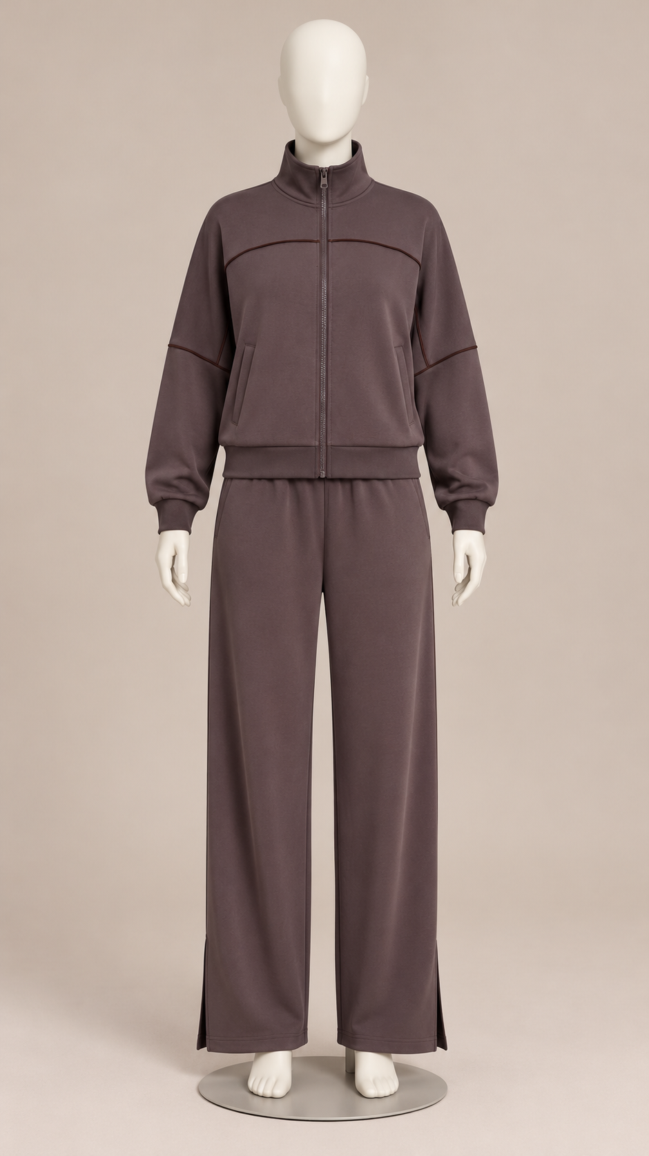 Saoirse Split-Hem Track Set — Coffee mannequin front
