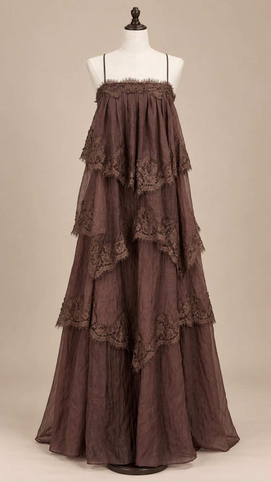 Fleur Tiered Maxi — Coffee mannequin front