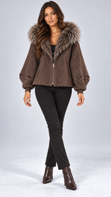 Marianne Raccoon-Hood Down Jacket