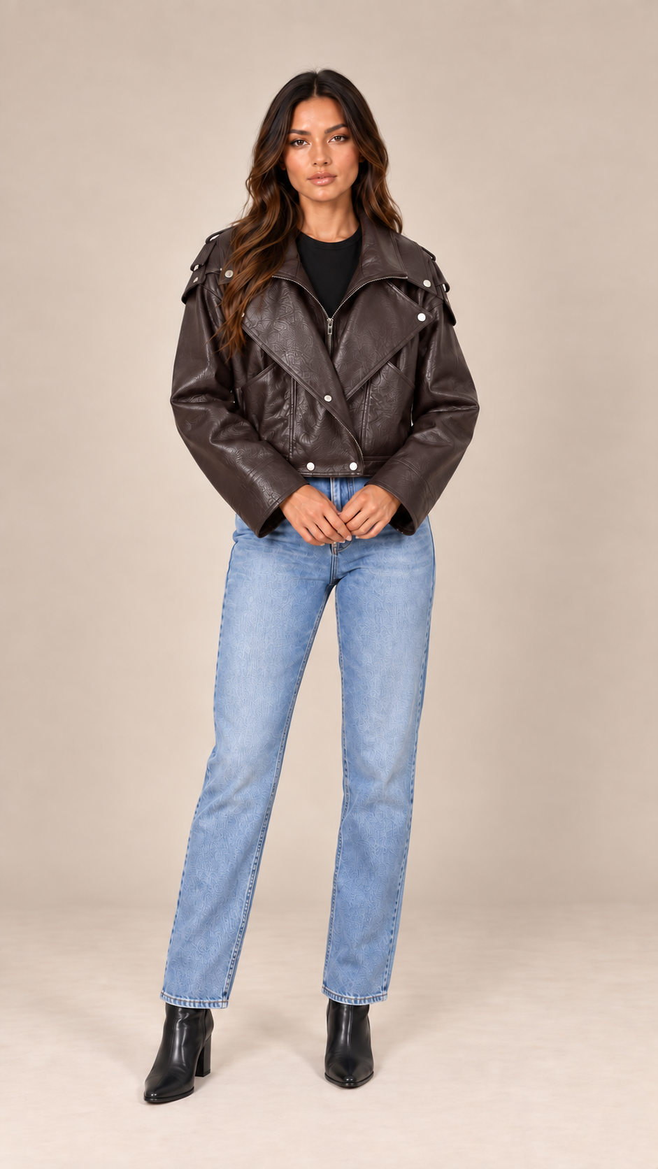 Cosima Tie-Back Jacket — Coffee model front