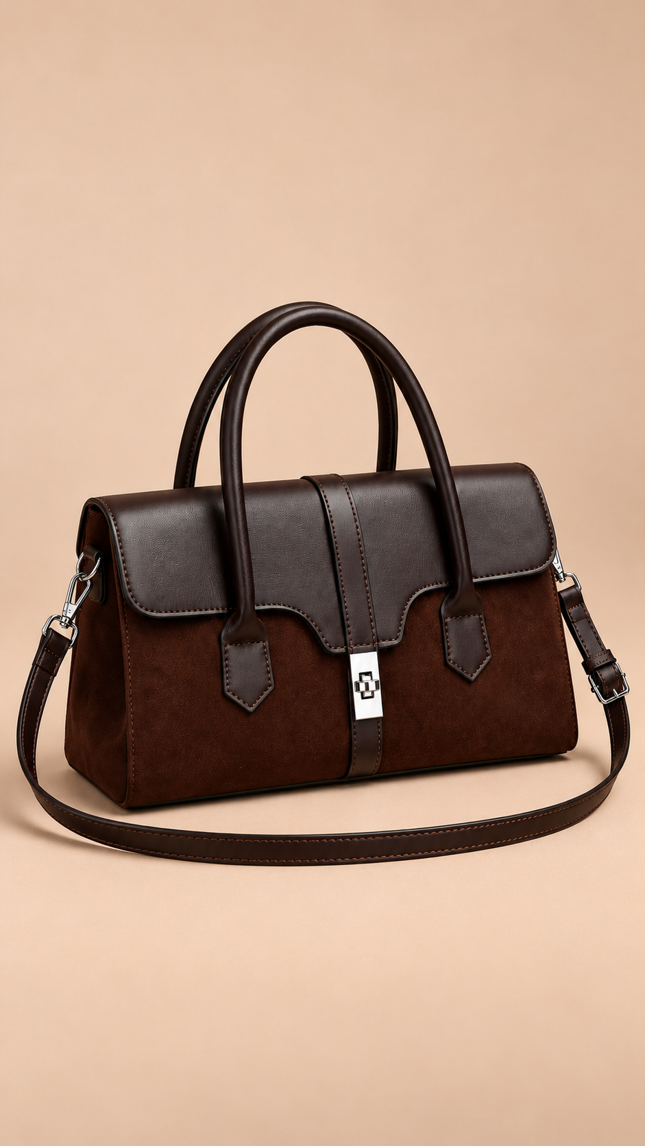 Verena Turn-Lock Satchel — Coffee product closed