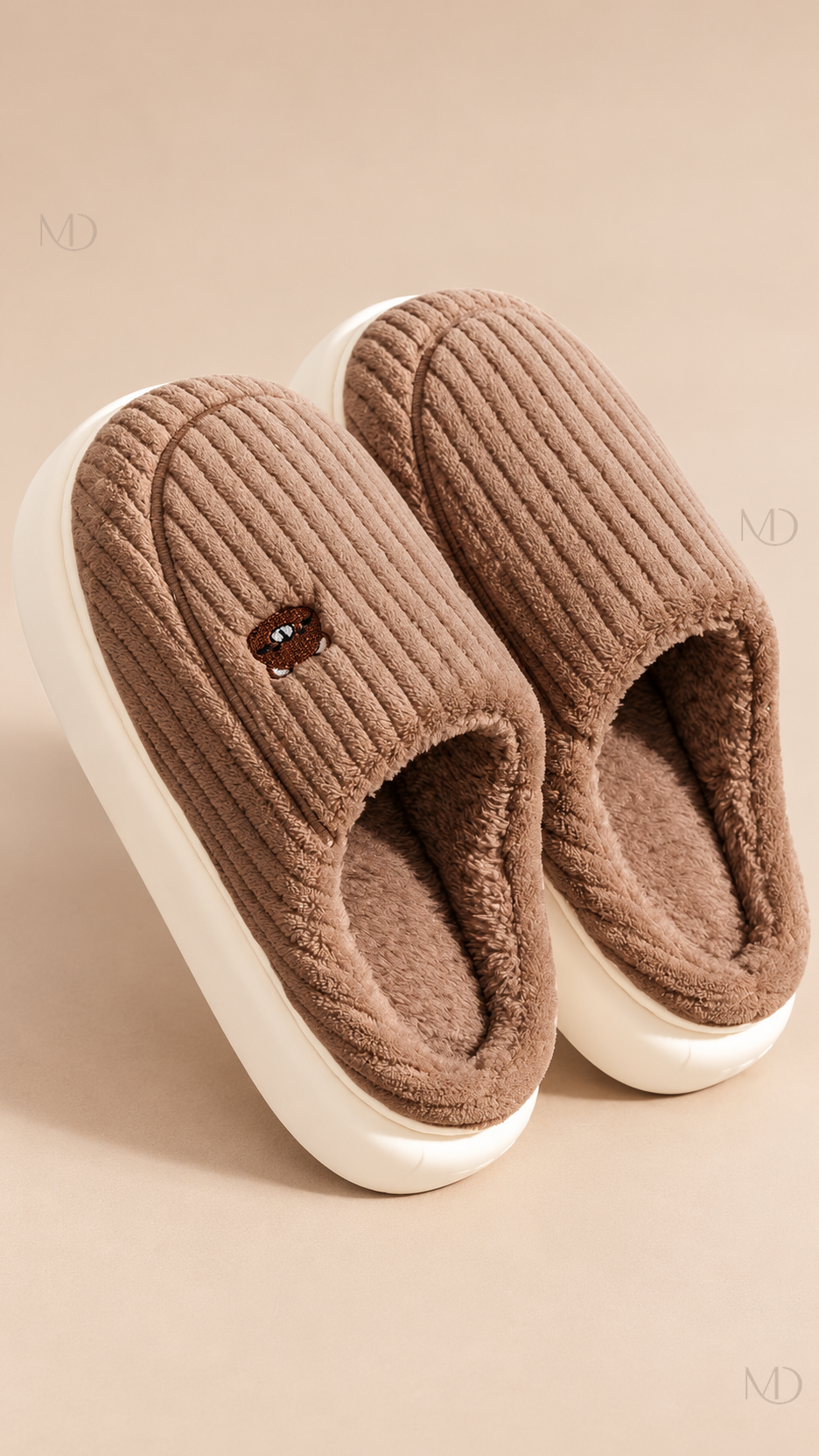 Mirren Corduroy Slippers — Coffee product only