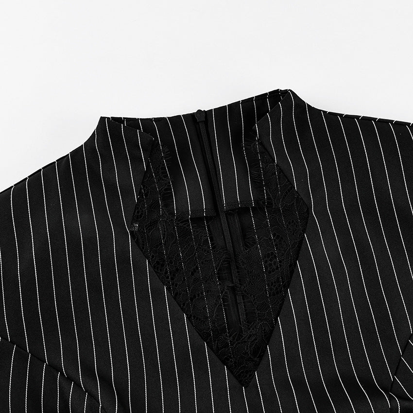 Colette Pinstripe Lace Mini Dress