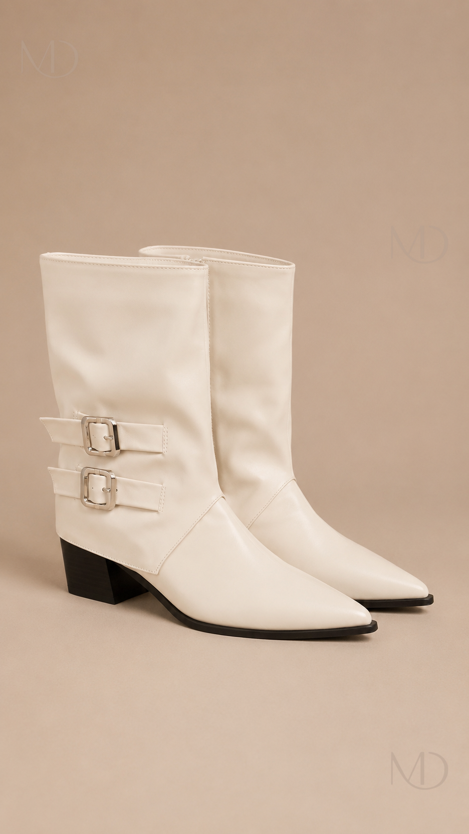 Rowan ivory buckle ankle boots product close-up