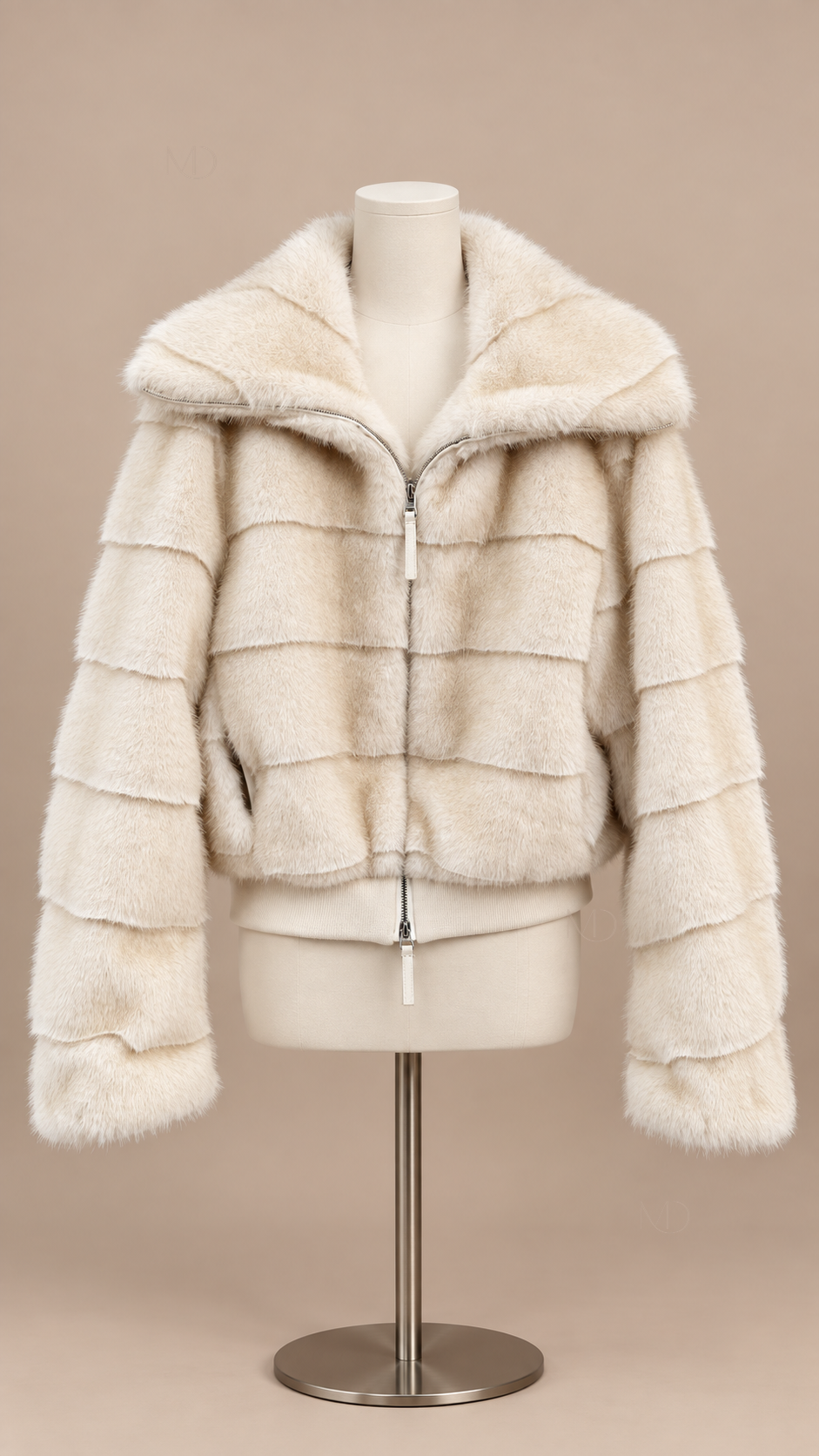 Sable Faux Fur Jacket — Cream mannequin front