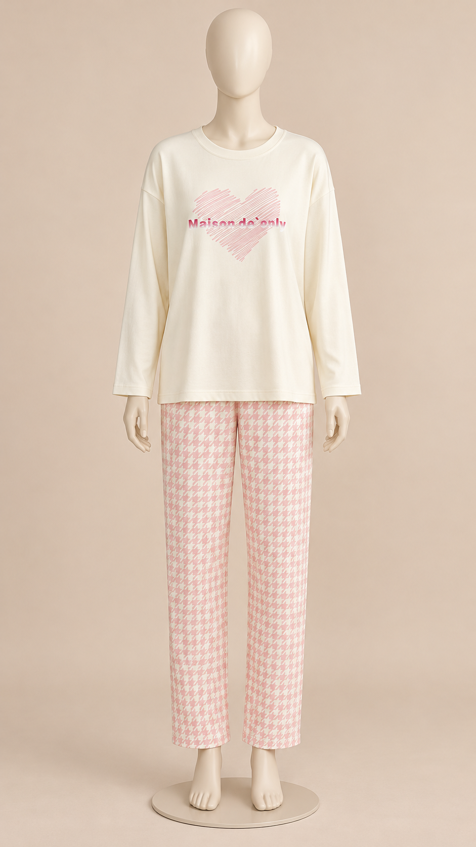 Rosemary Bra-Lined Pajama Set — Cream mannequin front