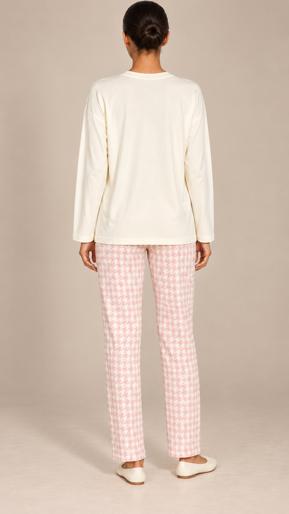 Rosemary Bra-Lined Pajama Set — Cream model back