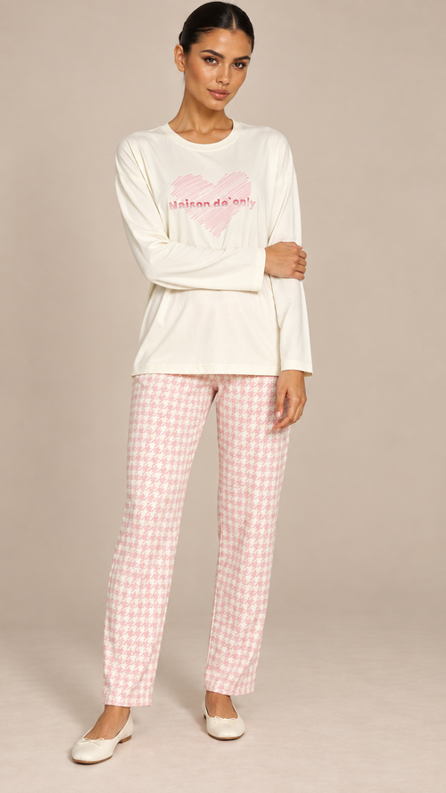 Rosemary Bra-Lined Pajama Set — Cream model front