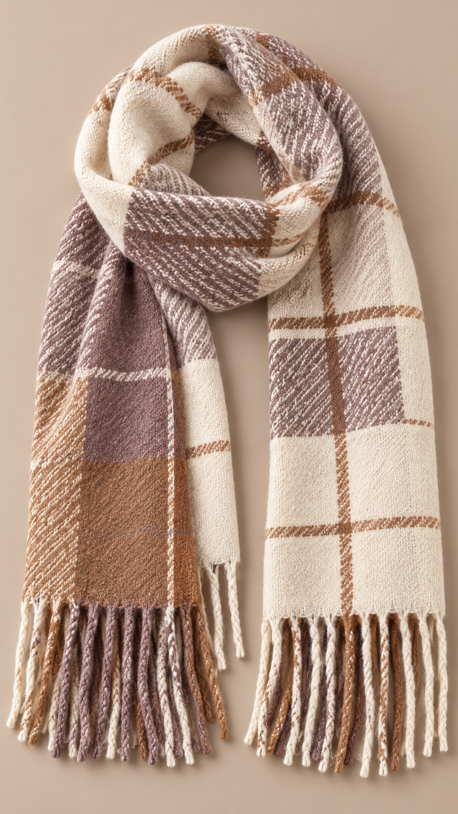 Elvira Tartan Scarf — Cream product only