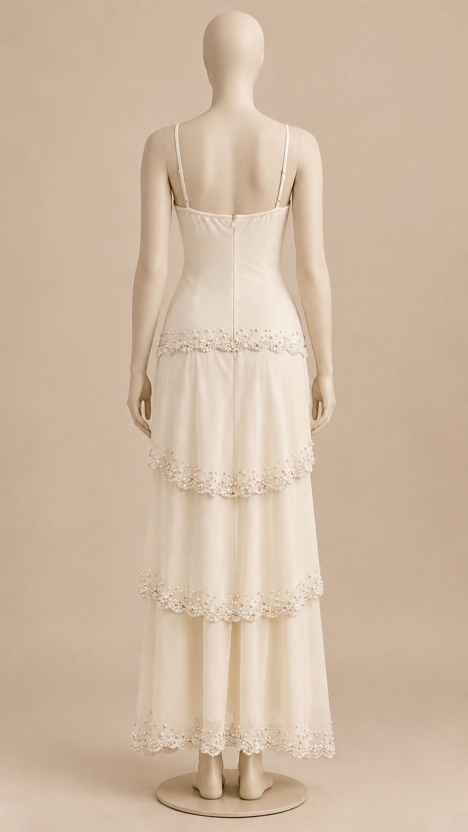 Delphine Pearl Tiered Maxi — Cream White mannequin back