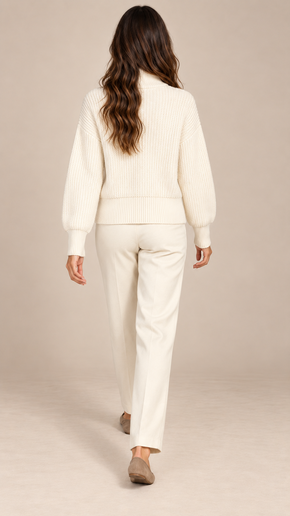 Odalys Stand-Collar Knit — Cream White model back