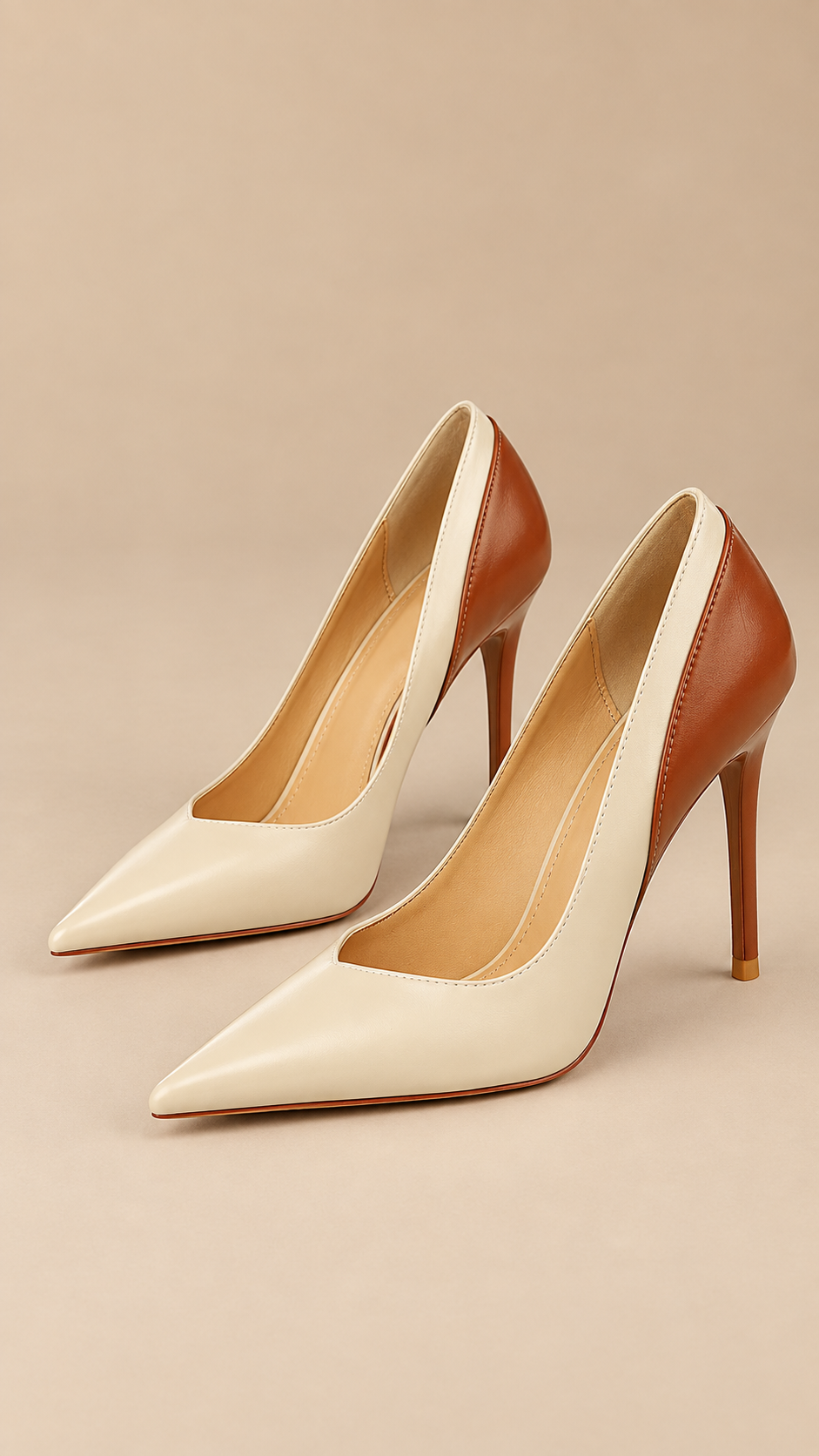 Valentina Two-Tone Stiletto Pumps — Cream White product only