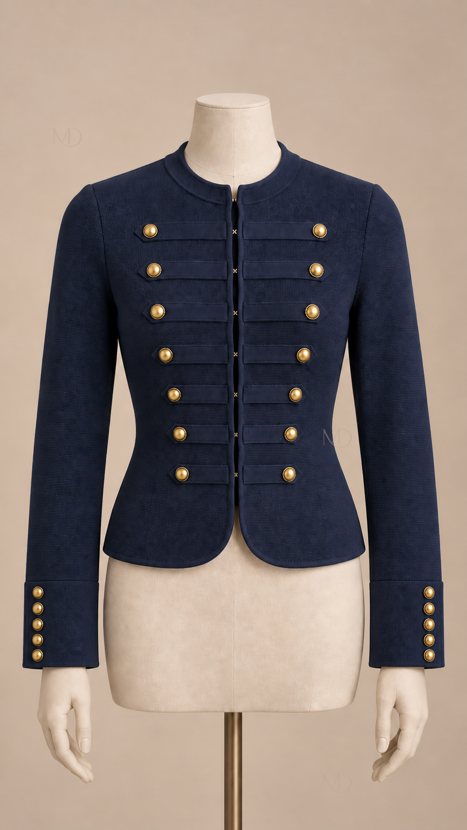 Admiral Military Knit Jacket — Dark Blue mannequin front
