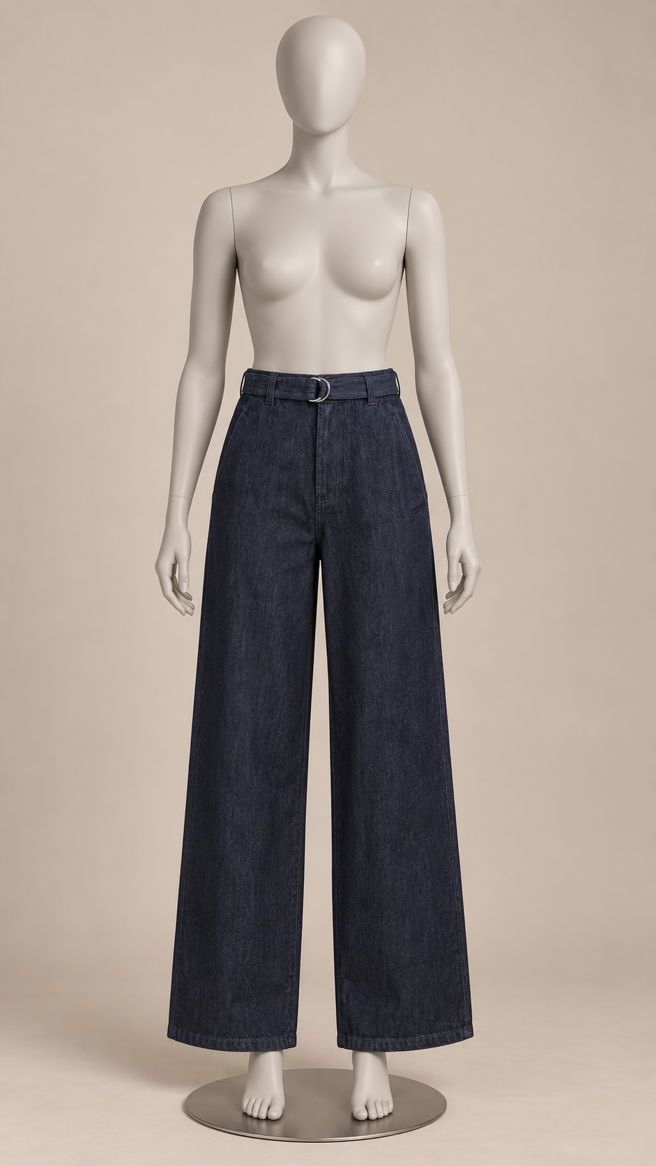 Annick D-Ring Jeans — Dark Blue mannequin front