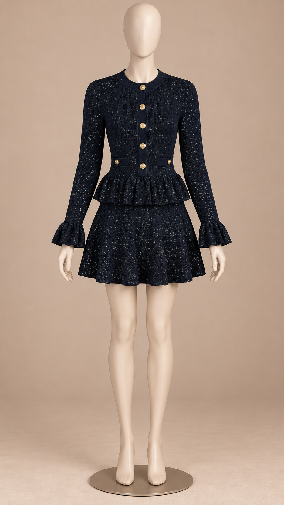 Clarissa Peplum Mini — Dark Blue mannequin front