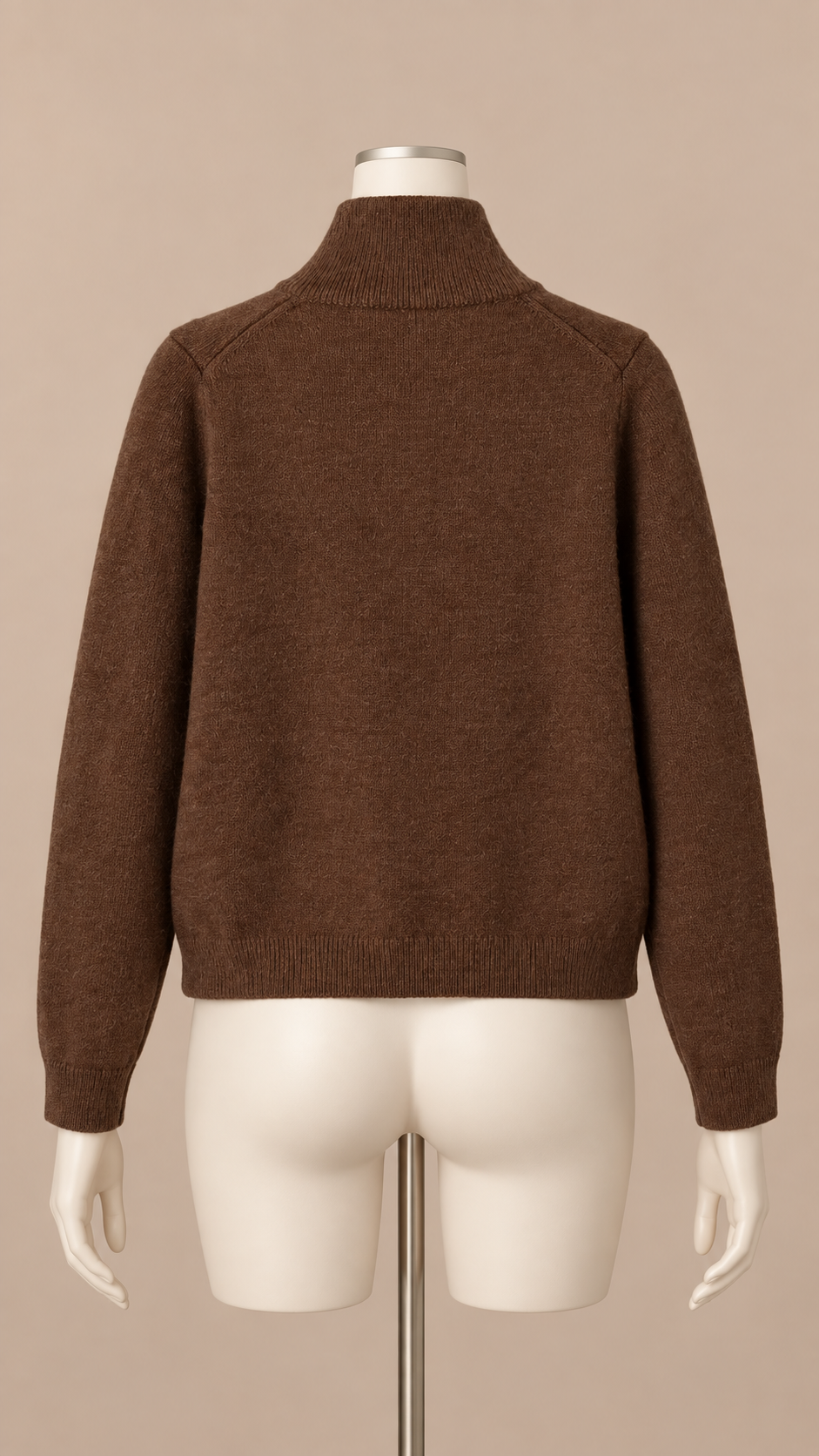 Elsie Zip Knit Cardigan — Dark Brown mannequin back