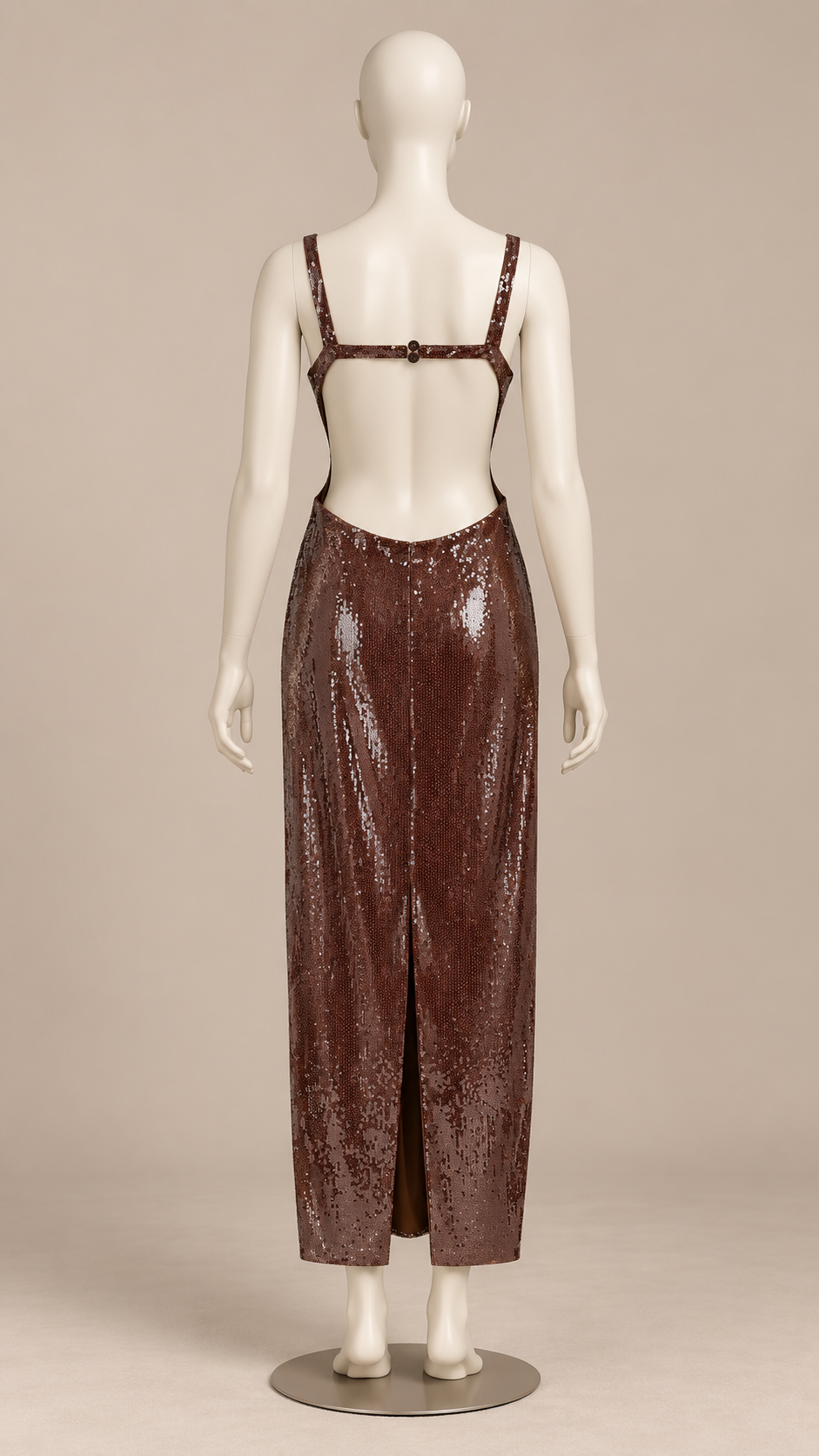 Lavinia Paillette Slip — Dark Brown mannequin back