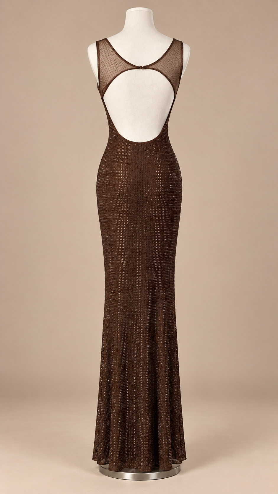 Aurore Backless Maxi — Dark Brown mannequin back