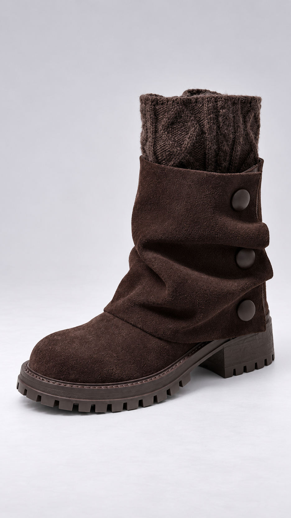 Annabeth Cable-Cuff Ankle Boot — Dark Brown product only