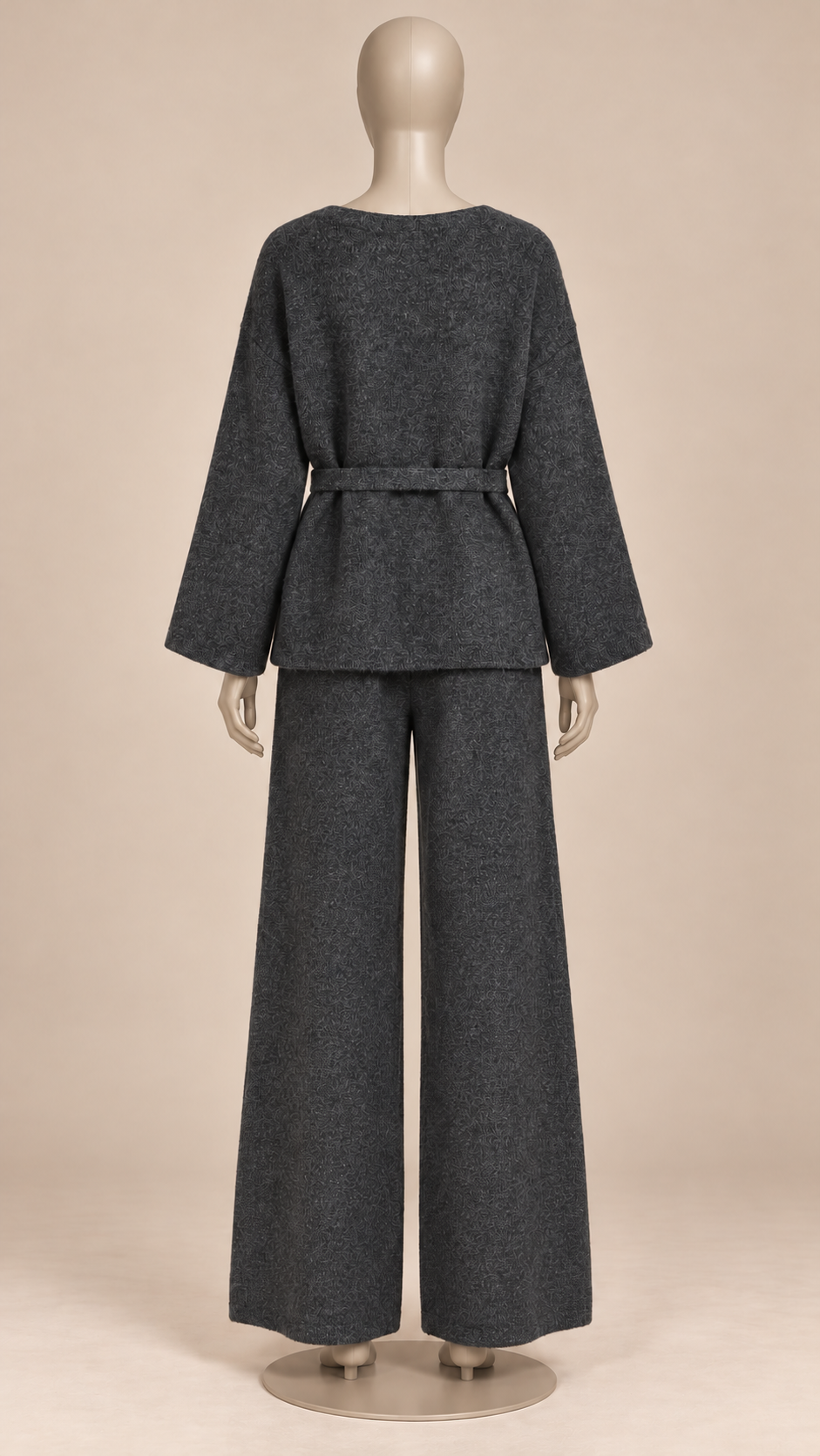 Imogen Belted Knit Set — Dark Gray mannequin back