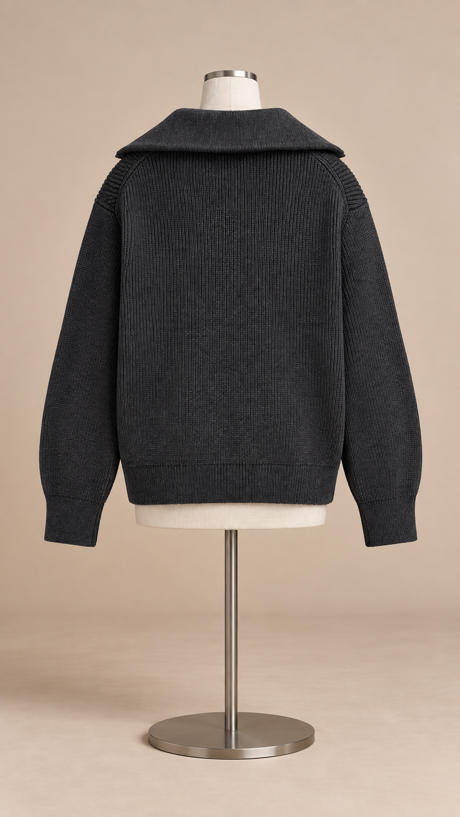 Isadora Half-Zip Sweater — Dark Gray mannequin back