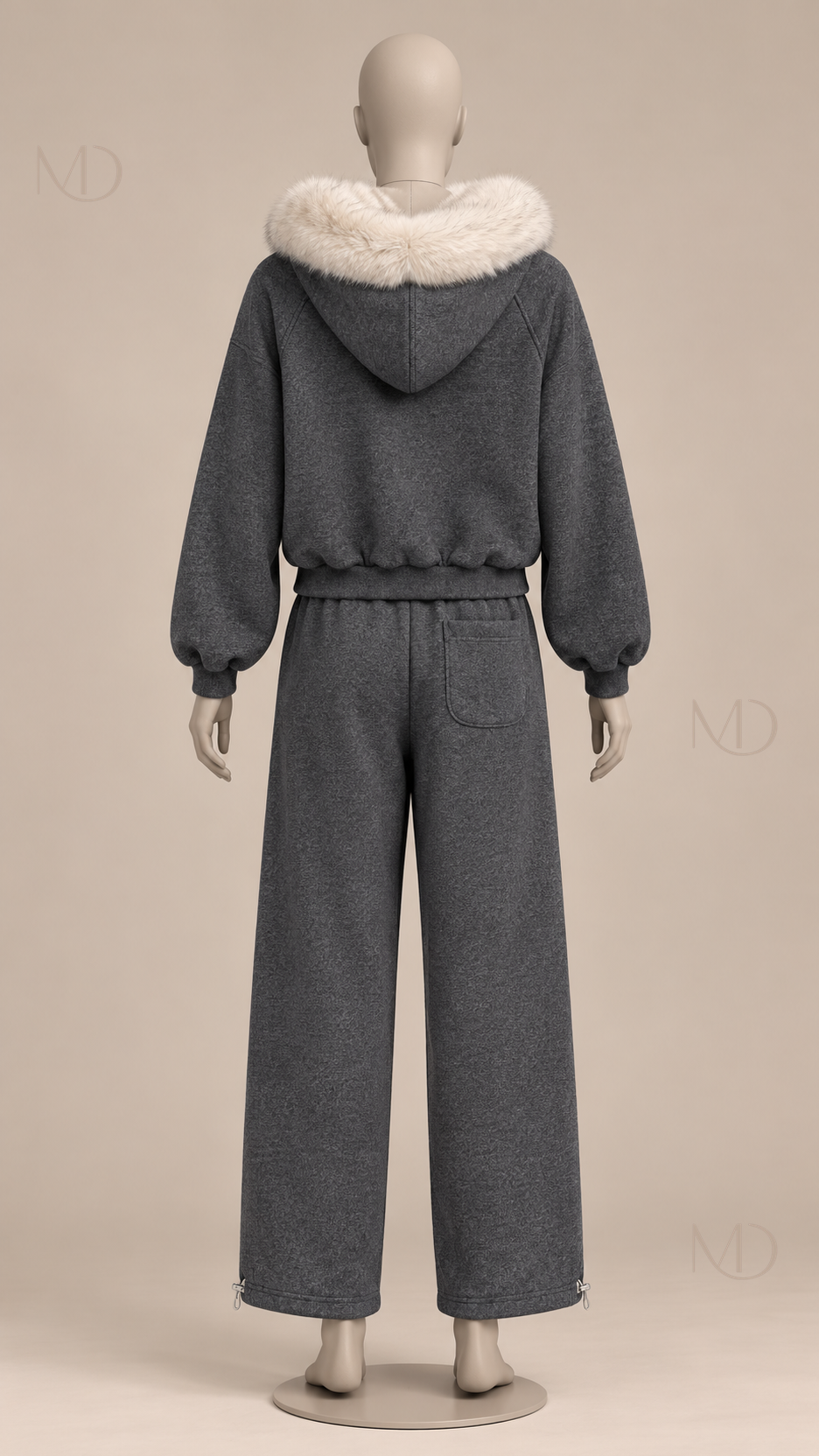 Brynja Fur-Hood Set — Dark Gray mannequin back