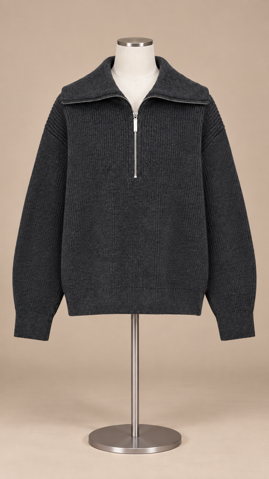 Isadora Half-Zip Sweater — Dark Gray mannequin front