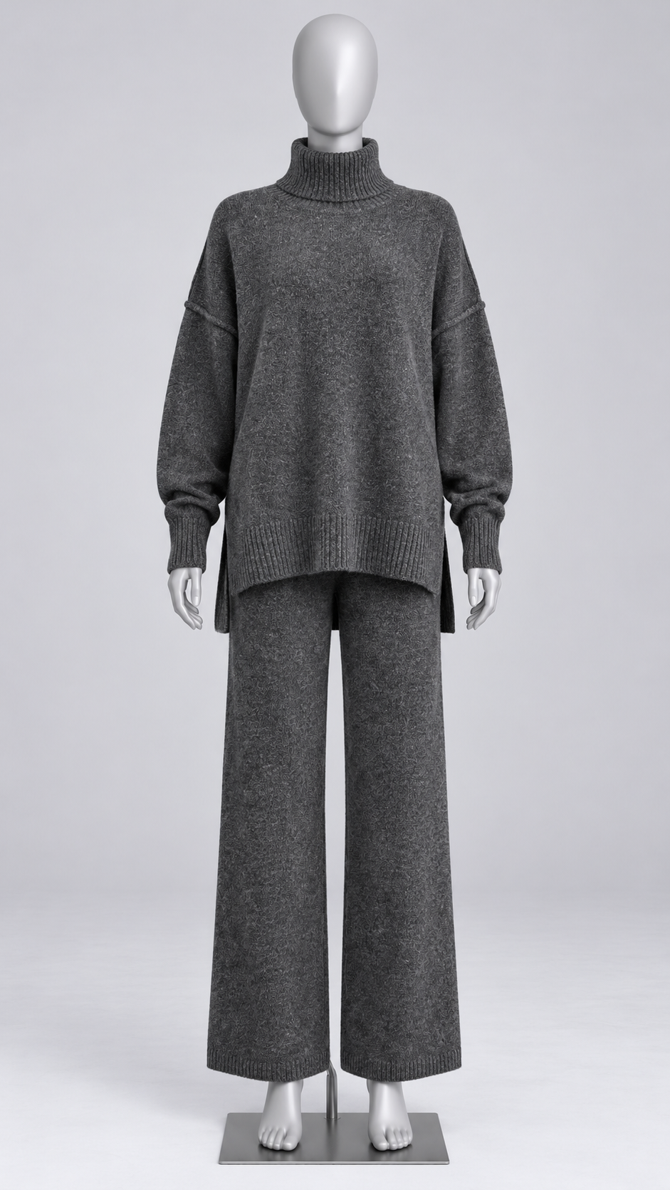 Iolanthe Split-Hem Knit Set — Dark Gray mannequin front