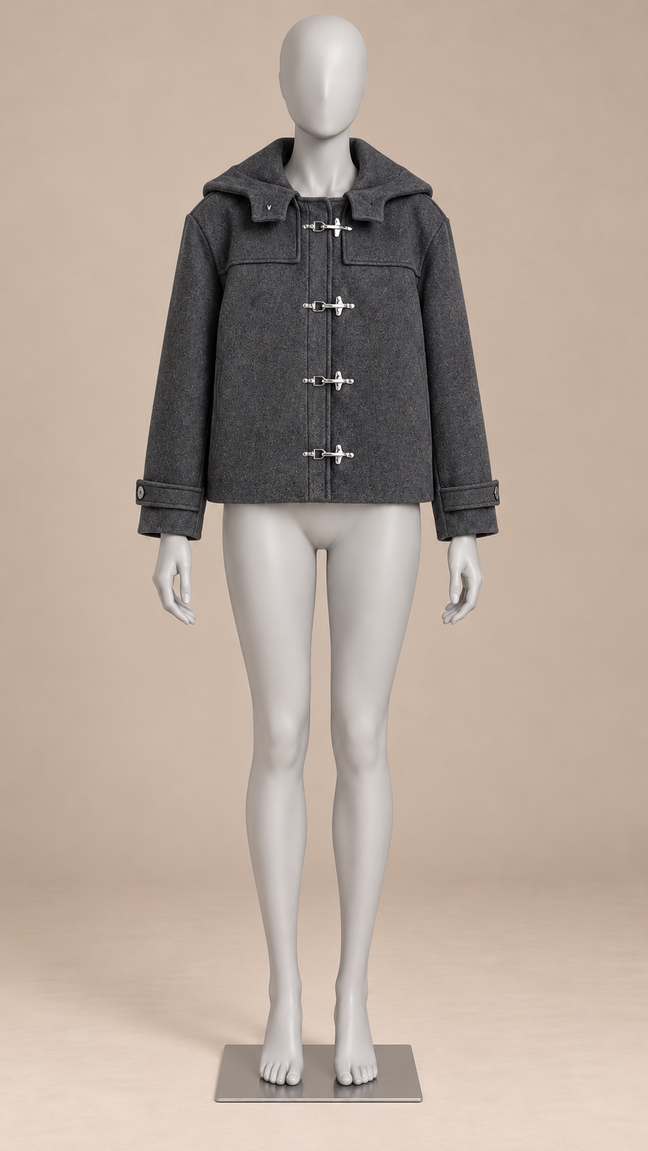 Benedetta Toggle-Clasp Jacket — Dark Gray mannequin front