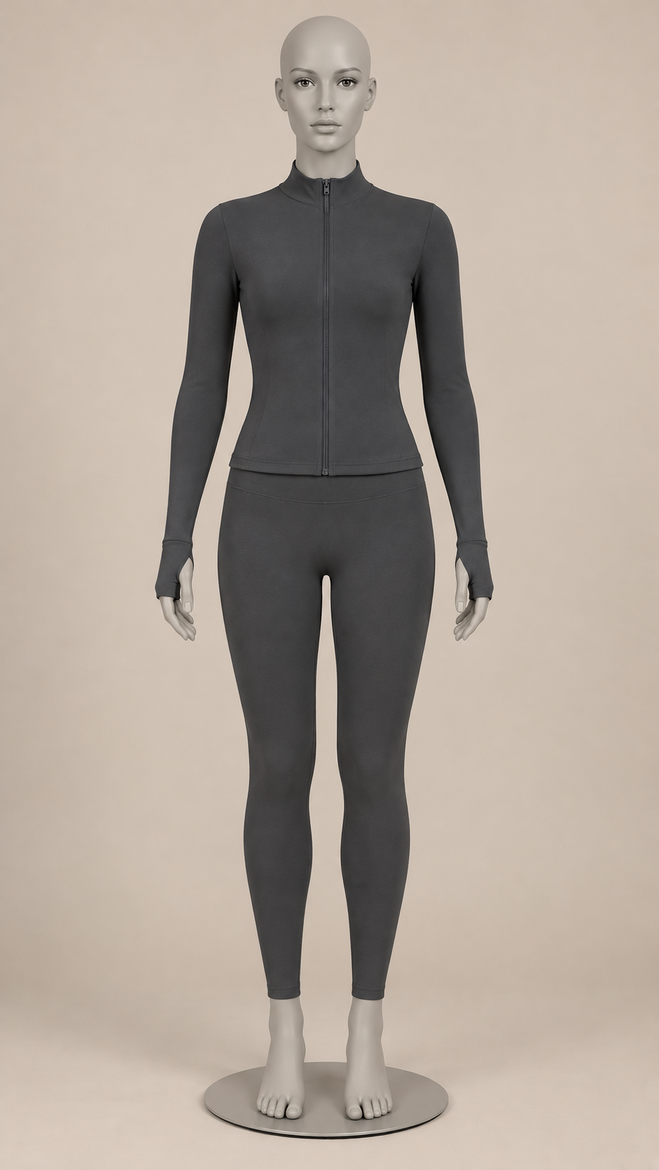 Kalinda Thumbhole Active Set — Dark Gray mannequin front