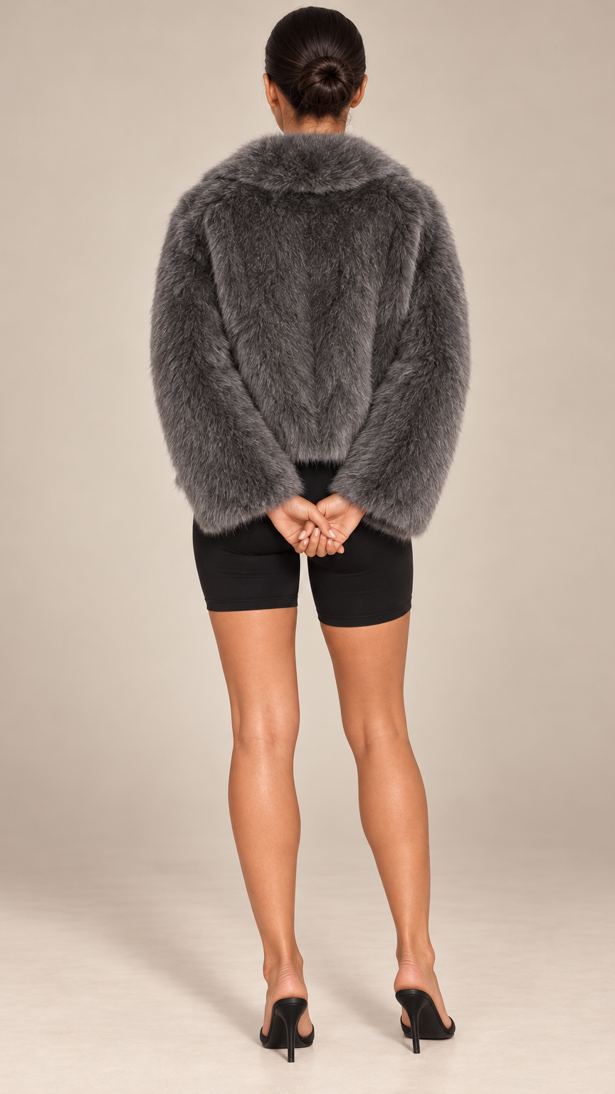 Josette Lapel Jacket — Dark Gray model back