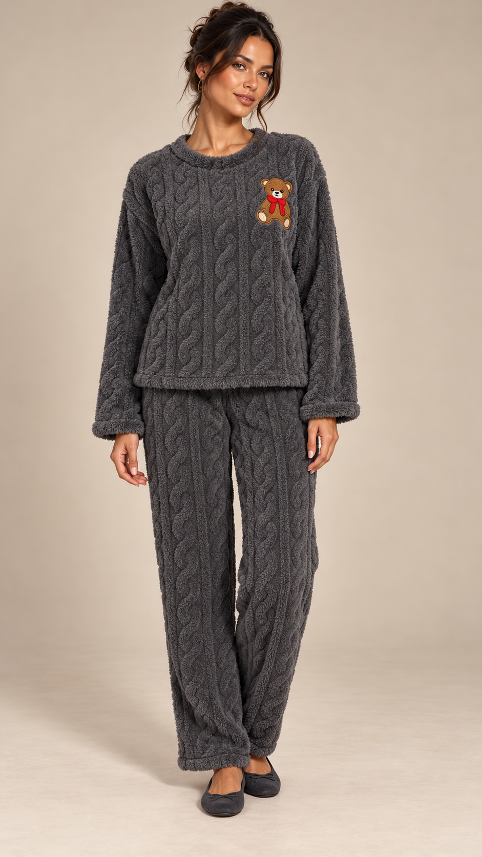 Philippa Bear-Patch Set — Dark Gray model front