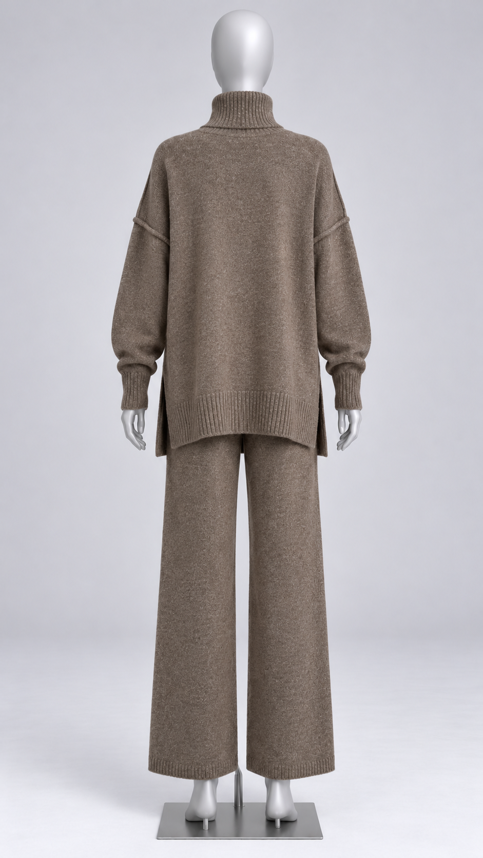Iolanthe Split-Hem Knit Set — Dark Khaki mannequin back