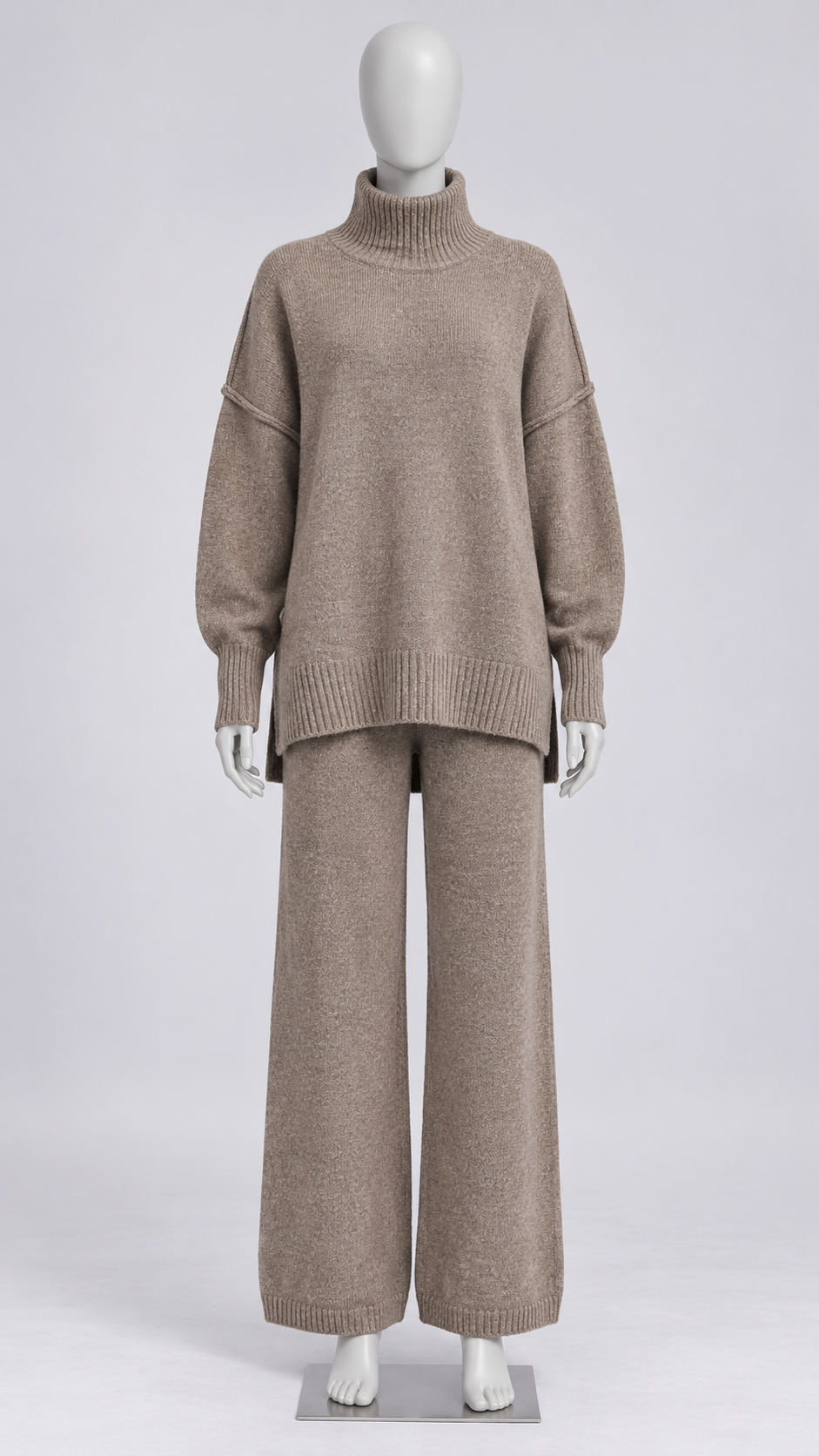 Iolanthe Split-Hem Knit Set — Dark Khaki mannequin front