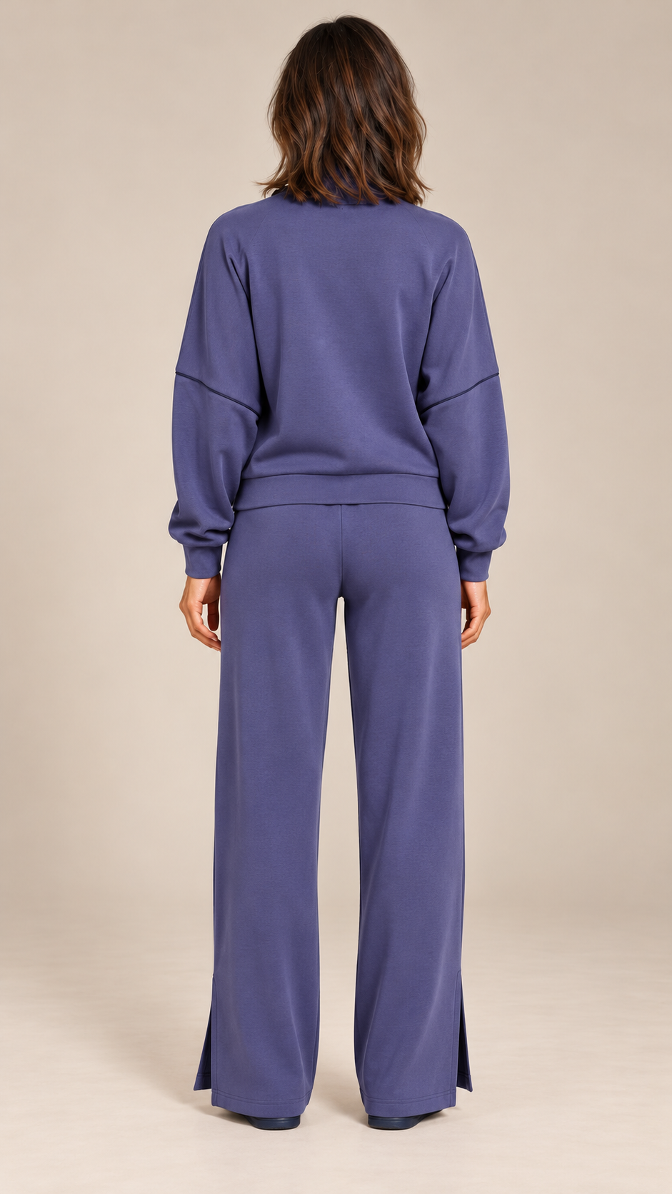 Saoirse Split-Hem Track Set — Dark Navy Blue model back