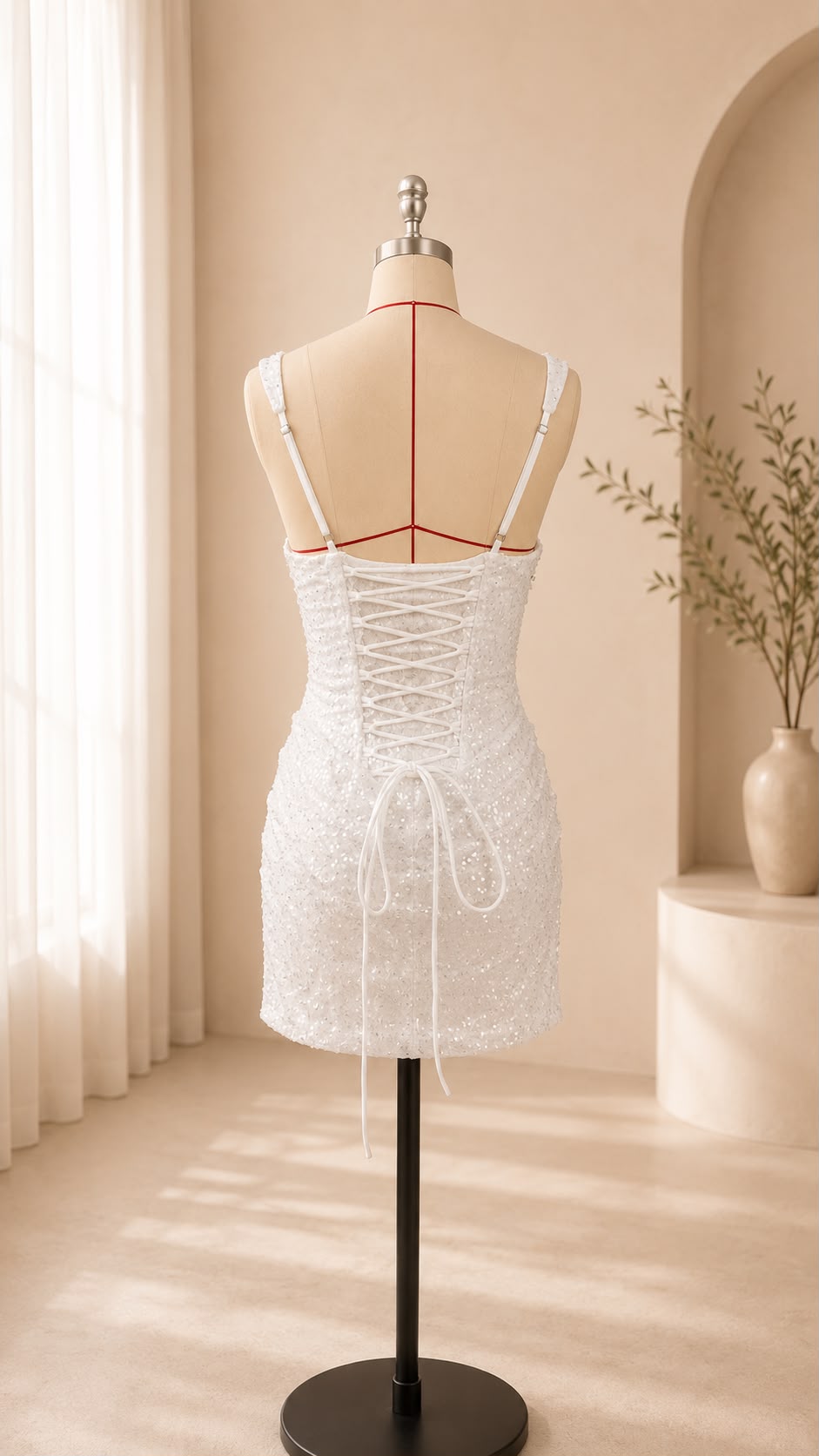 Sequin Ruched Square Neck Bodycon Mini Dress
