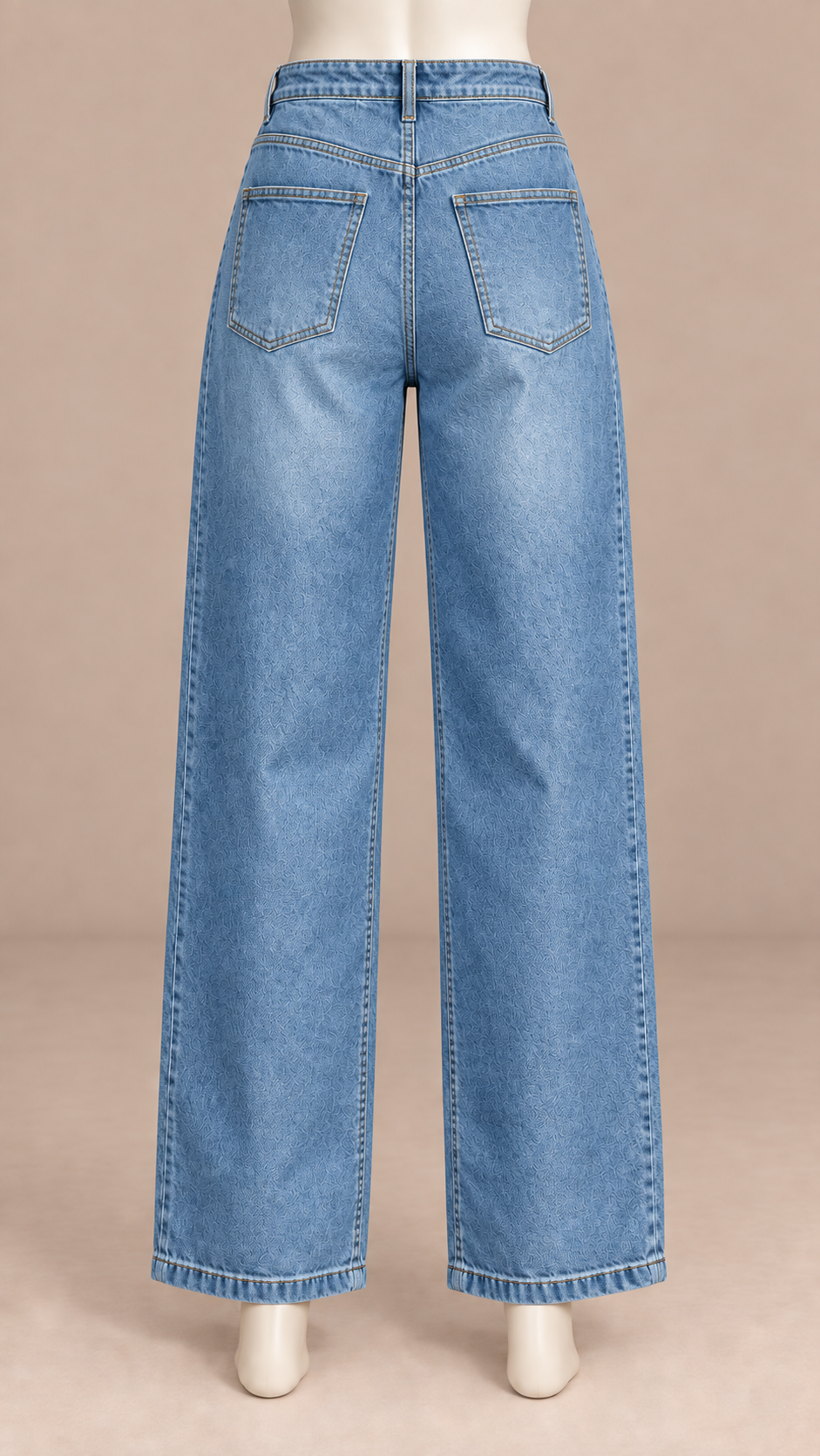 Elowen Studded Wide Jeans — Denim Blue mannequin back
