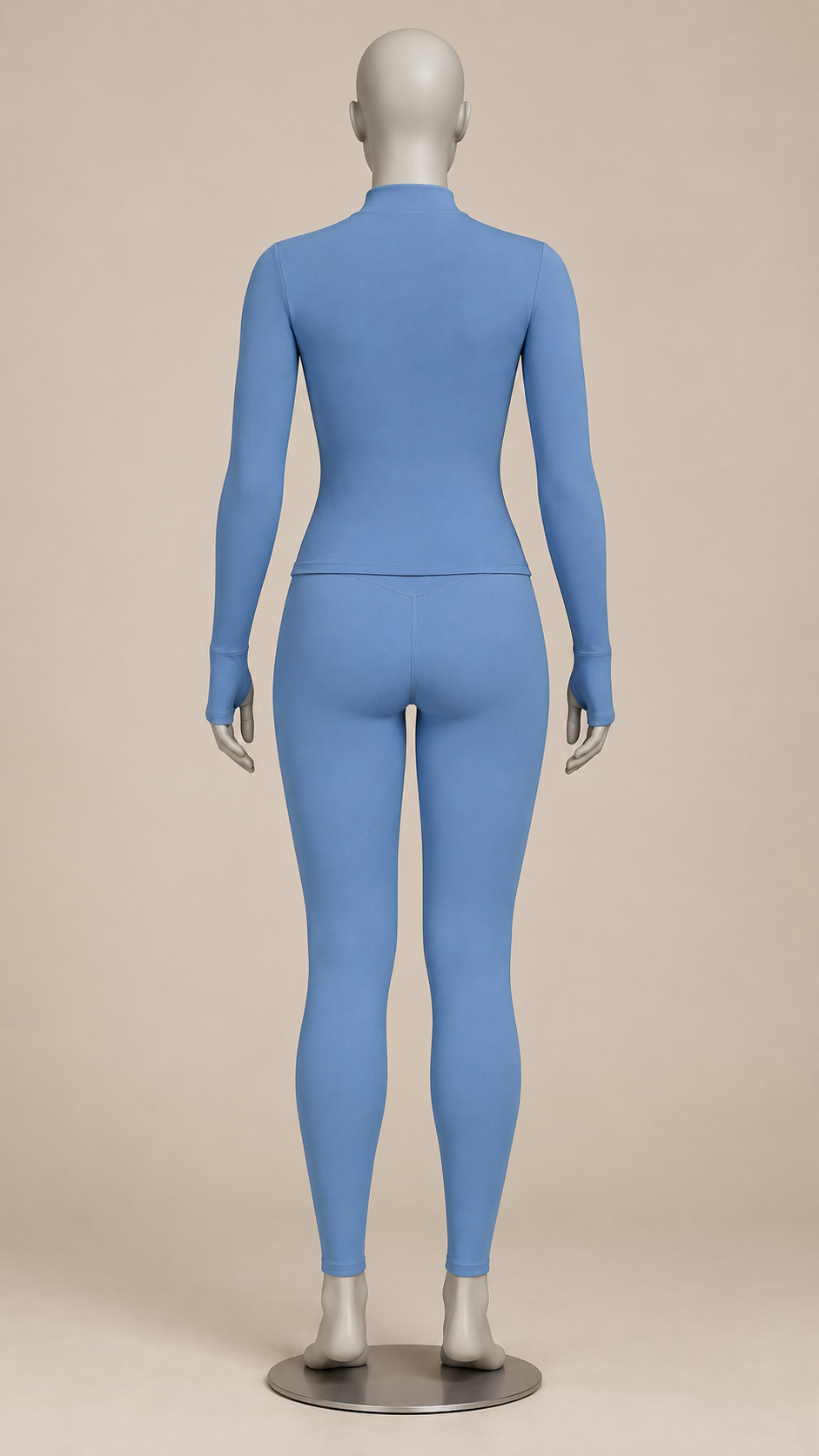 Kalinda Thumbhole Active Set — Denim Blue mannequin back
