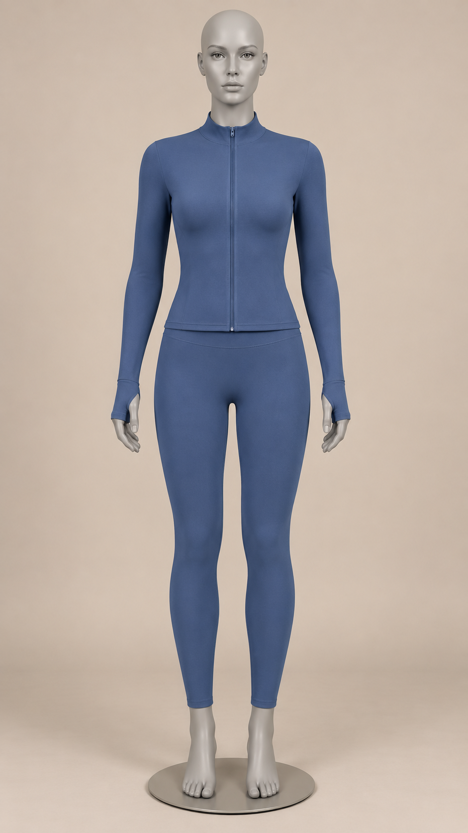 Kalinda Thumbhole Active Set — Denim Blue mannequin front