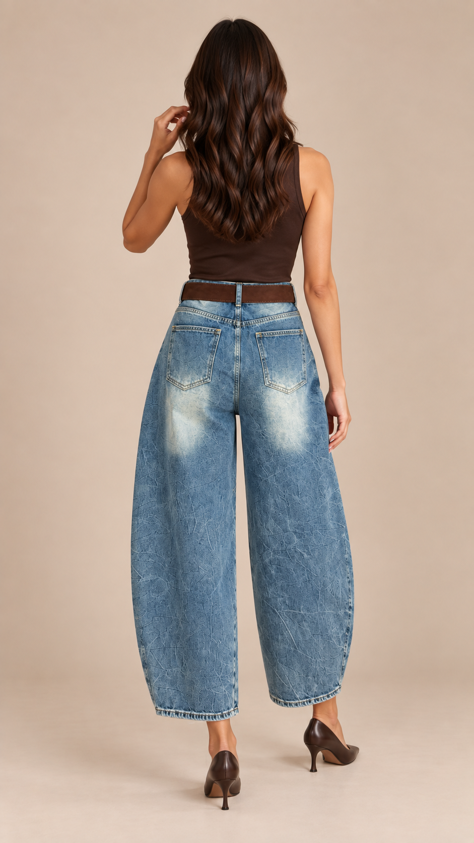 Marlowe Studded Jeans — Denim Blue model back