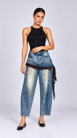 Maelis Lace-Apron Jeans