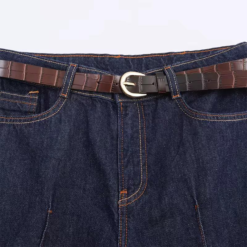 Denim Wide Belt Jeans