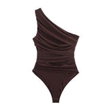 Draped One-Shoulder Bodysuit