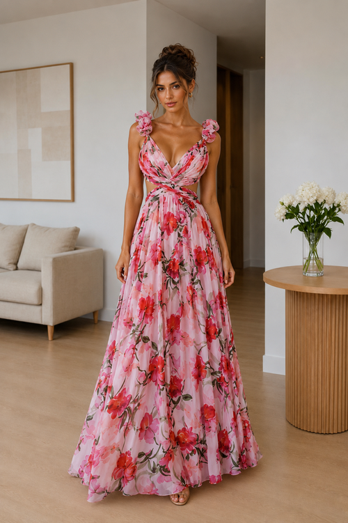 Aurelia Lace-Up Maxi Dress