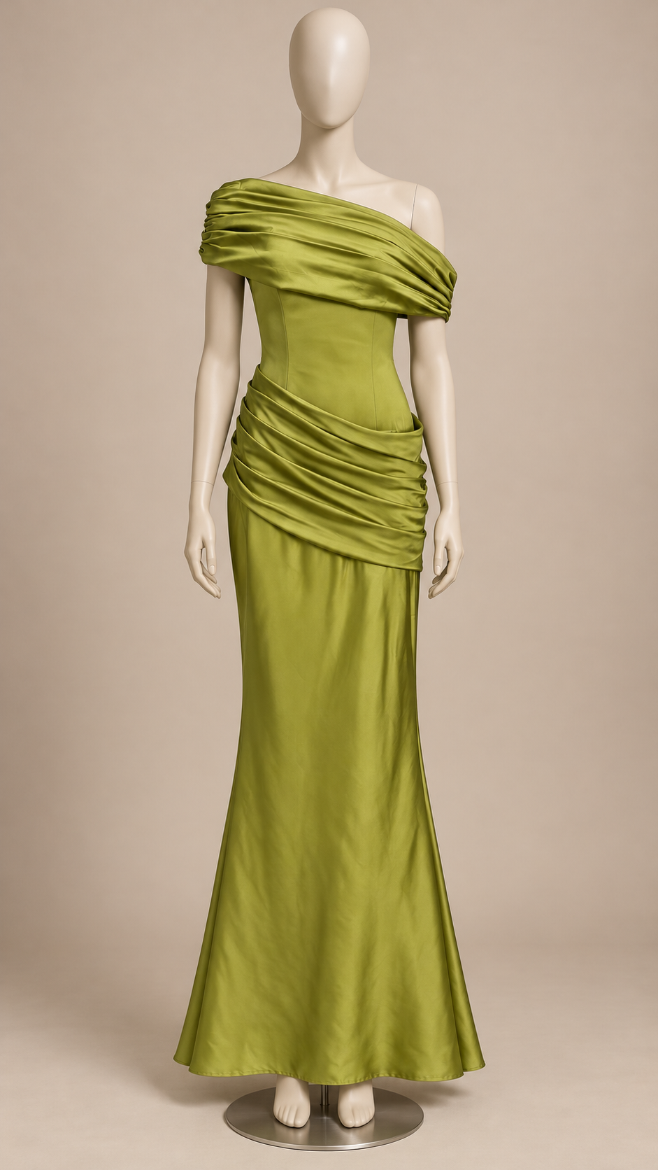Paulette Corset-Back Maxi — Emerald green mannequin front