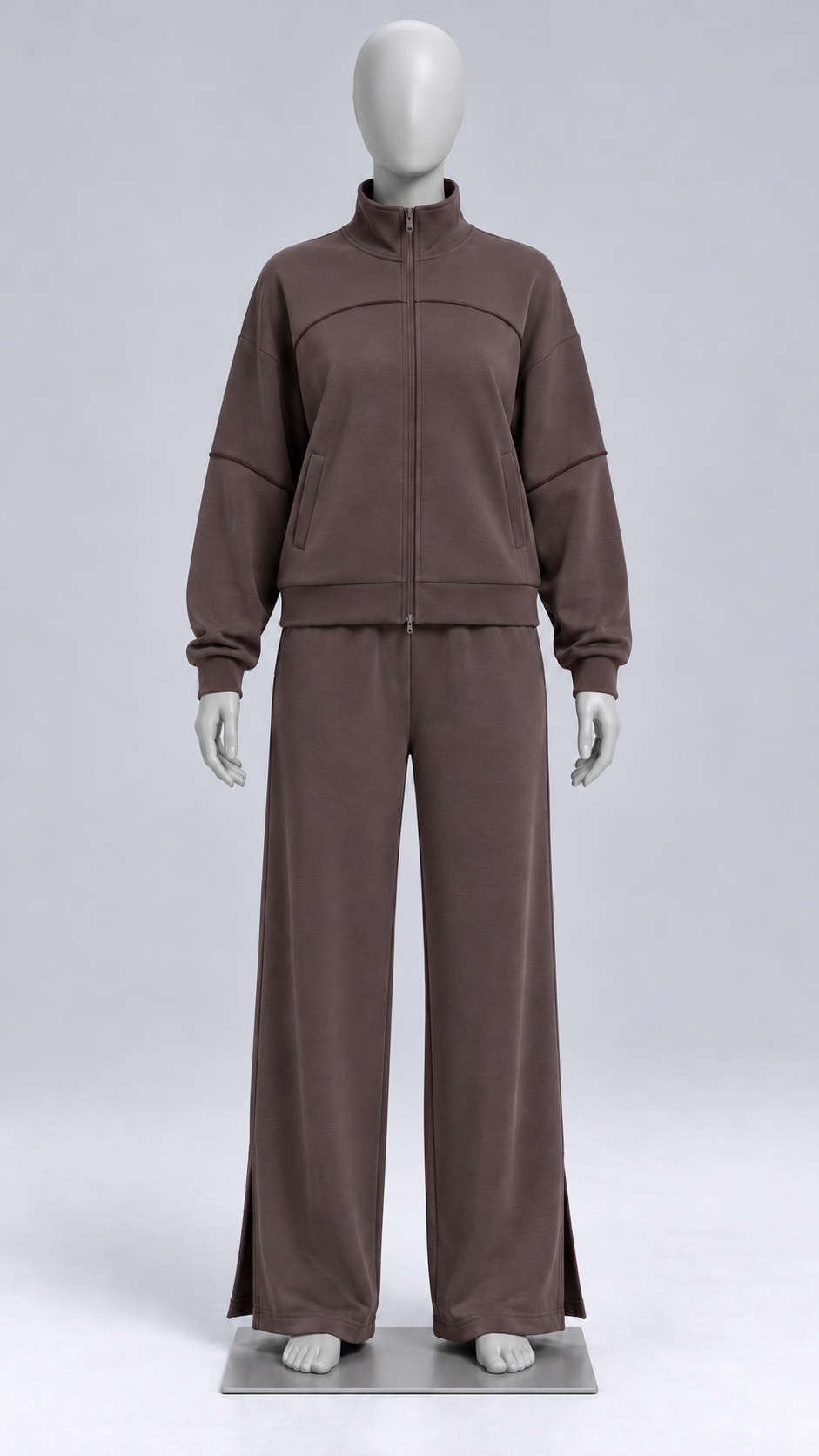 Henna Split-Hem Lounge Set — Espresso mannequin front
