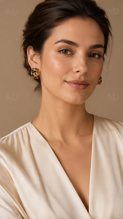 Fauve Leopard C Earrings on model