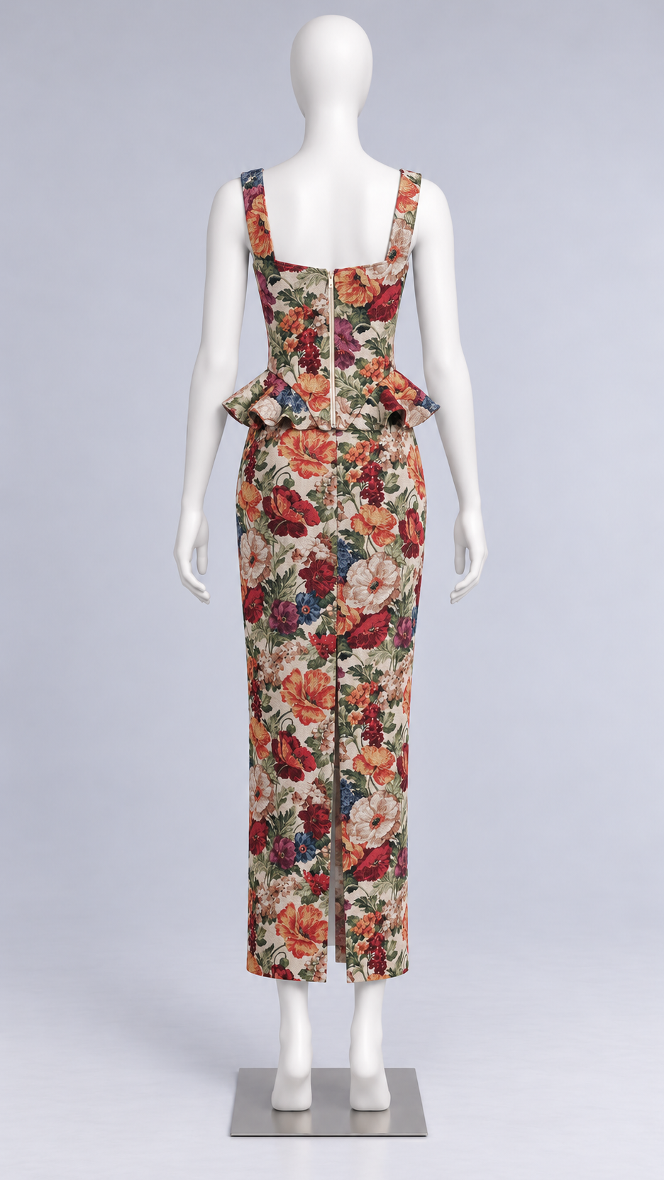 Gilda Tapestry Peplum Set — Floral mannequin back