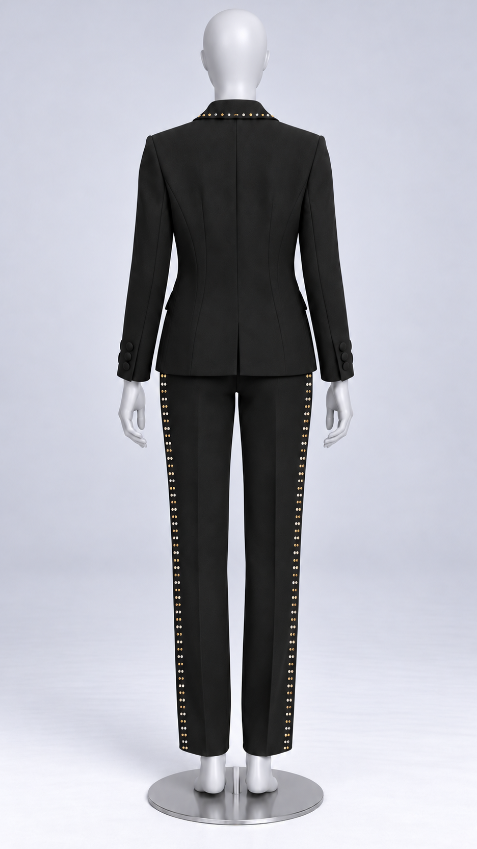 Briallen Studded-Lapel Suit — Gallery mannequin back